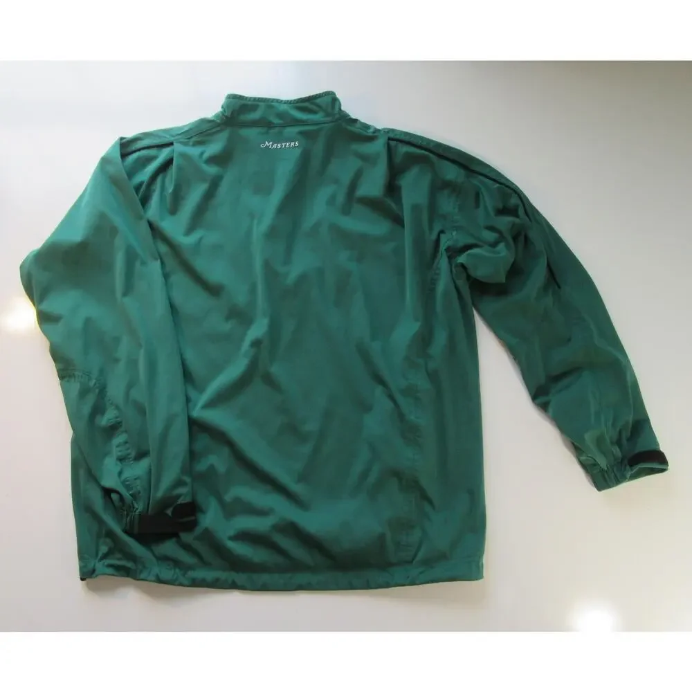 Masters Tech Men’s Green 1/4 Zip Long Sleeve Golf Pullover Jacket Pockets Logo L